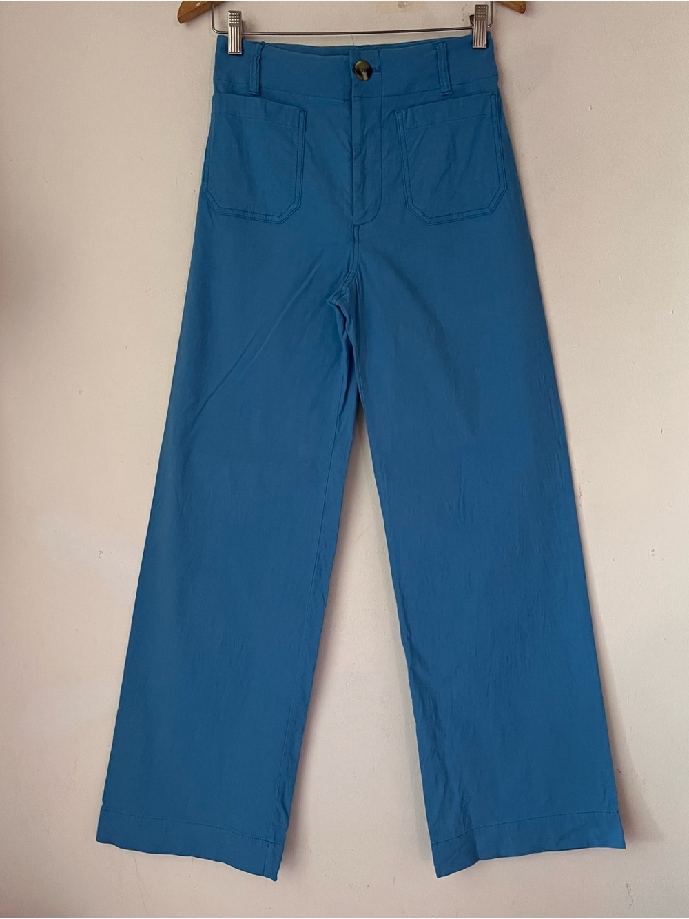 Anthropologie Maeve The Collette Wide-Leg Blue Pants Patch Pockets Size 26